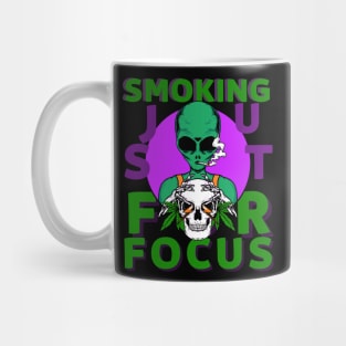 cute alien smokes just for focus Mug